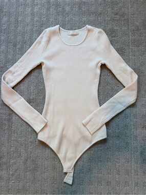 Nuuds Long Sleeve Ribbed Bodysuit - bone -small